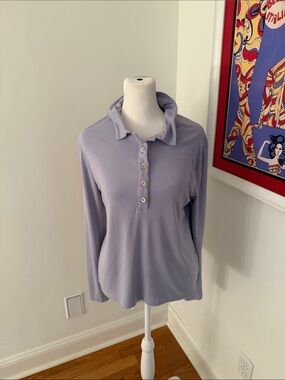 J. Crew Lavender Long-Sleeve Polo Top